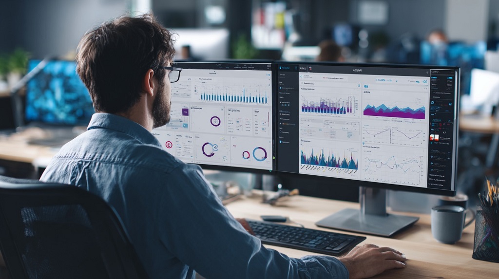 IT specialists connecting banking systems through APIs